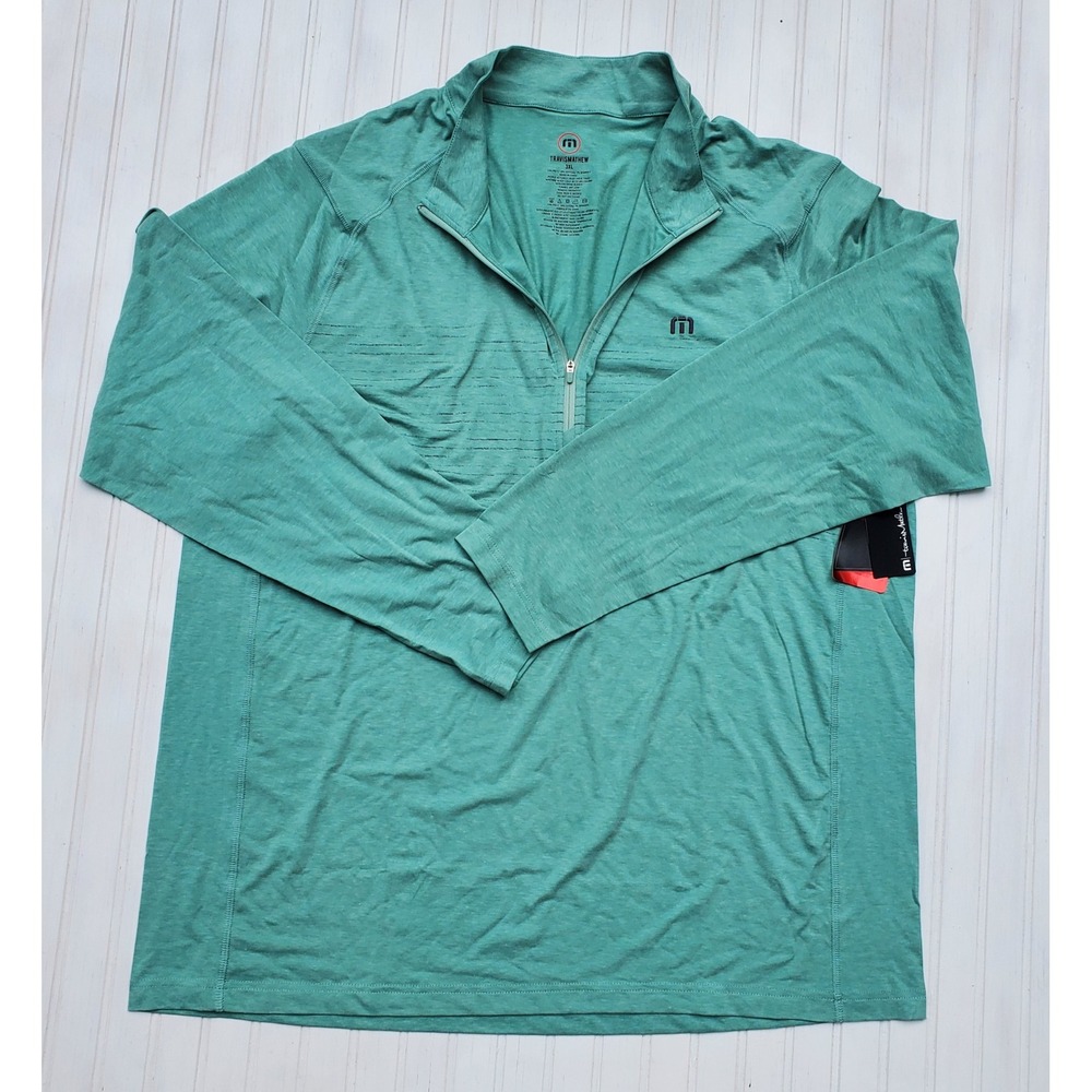 TravisMathew Cowrie 1MR767 Beryl Green Quarter Zip Golf Pullover Mens 3XL NWT